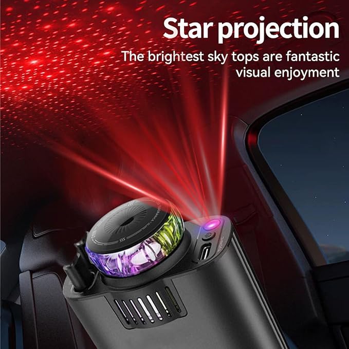 Chargeur de Voiture Rétractable  5 en 1 avec Diffuseur de parfum & Projecteur Ciel Étoilé
