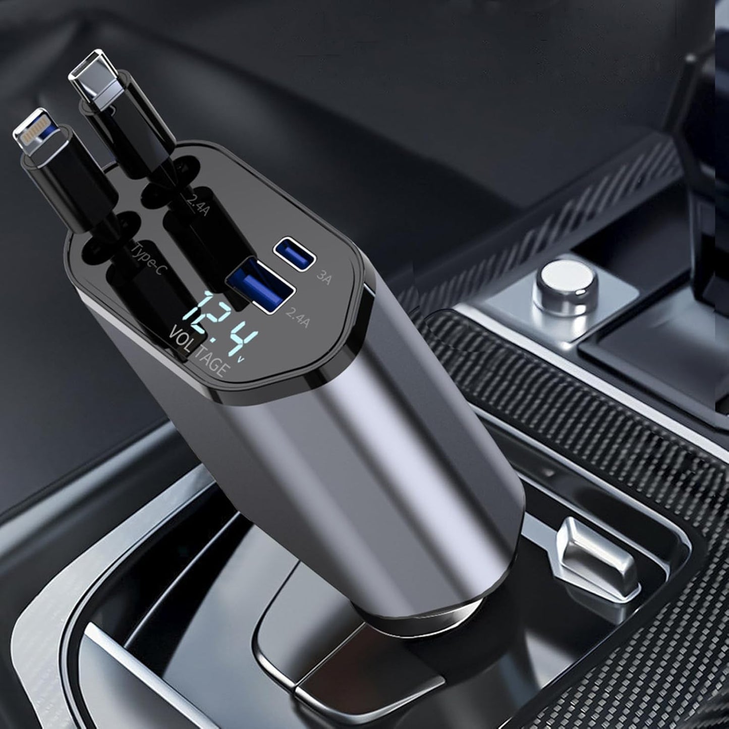 Chargeur de voiture rétractable 4 en 1 – 120W