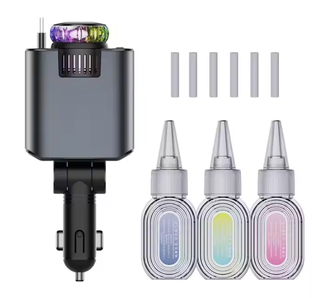 Chargeur de Voiture Rétractable  5 en 1 avec Diffuseur de parfum & Projecteur Ciel Étoilé