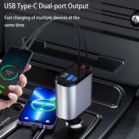 Chargeur de voiture rétractable 4 en 1 – 120W